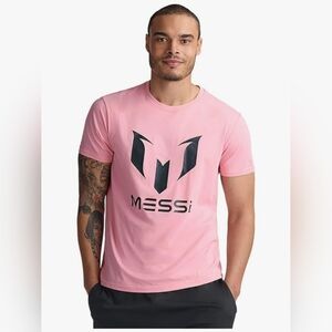 Messi Wingstar T-Shirt Tee Pink with Black Logo Men's Size Medium NWT *under*